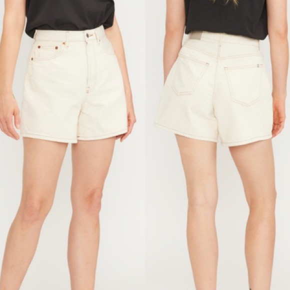 Everlane The A-Line Denim Short Organic Cotton (Ecru) - Picture 2 of 11